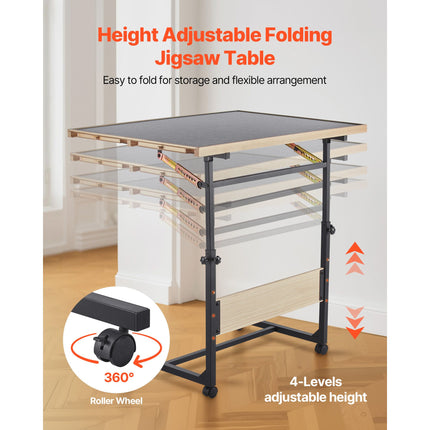 1500 Piece Puzzle Table with Legs, 4 Drawers and Cover, 86x63cm Portable Wooden Board with Wheels, Jigsaw Puzzle Accessories for Adults, Adjustable Height & 5-Tilting-Angle, Gift for Mom