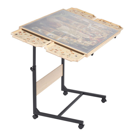1500 Piece Puzzle Table with Legs, 4 Drawers and Cover, 86x63cm Portable Wooden Board with Wheels, Jigsaw Puzzle Accessories for Adults, Adjustable Height & 5-Tilting-Angle, Gift for Mom