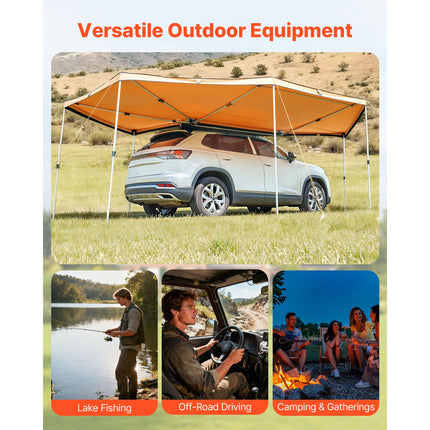 270 Degree Awning, 12.4 ㎡ Driver Side Vehicle Awning, Waterproof UV50+ Car Side Awnings with Carry Bag, All-Weather Free-Standing Overland Awnings Car Shelter for SUV Van Truck Camping