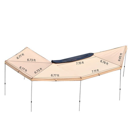 270 Degree Awning, 12.4 ㎡ Driver Side Vehicle Awning, Waterproof UV50+ Car Side Awnings with Carry Bag, All-Weather Free-Standing Overland Awnings Car Shelter for SUV Van Truck Camping