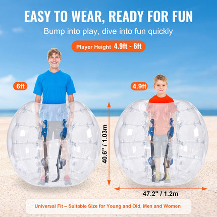 Inflatable Bumper Balls 2-Pack, 4FT/1.2M Body Sumo Zorb Balls for Teen & Adult, 0.8mm Thick PVC Human Hamster Bubble Balls for Outdoor Team Gaming Play, Bumper Bopper Toys for Garden, Yard, Park