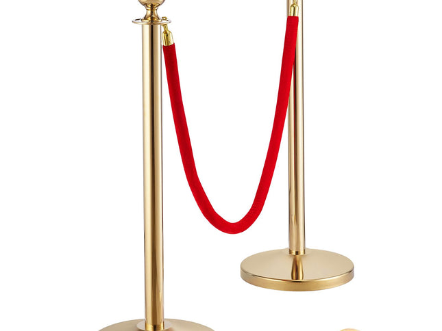 Stainless Steel Crowd Control Stanchions, 4-Pack ‚Äì 3 Red 5ft Velvet Ropes, Fillable Base