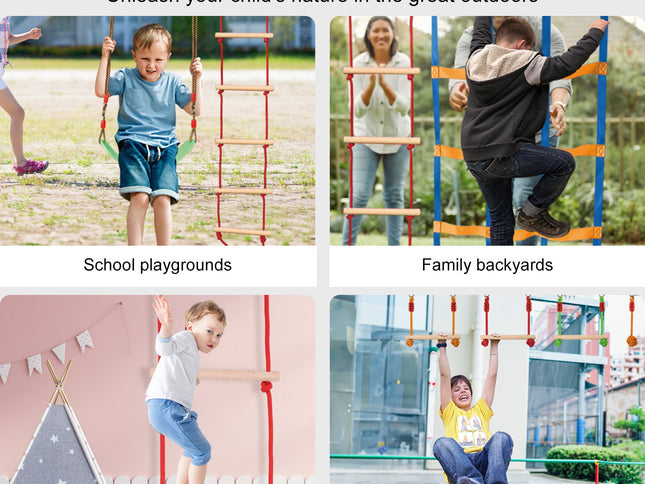 VEVOR Ninja Warrior Obstacle Course for Kids, 15.24 m Weatherproof Slacklines, 500lbs Weight Capacity Monkey Line, Outdoor Playset Equipment, Backyard Toys Training Equipment Set with 10 Obstacles