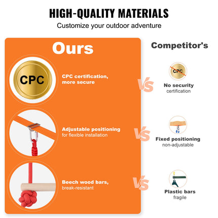 VEVOR Ninja Warrior Obstacle Course for Kids, 2 x 19.8m Weatherproof Slacklines, 500lbs Weight Capacity Monkey Line, Outdoor Playset Equipment, Backyard Toys Training Equipment Set with 12 Obstacles