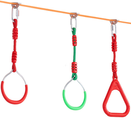 VEVOR Ninja Warrior Obstacle Course for Kids, 2 x 19.8m Weatherproof Slacklines, 500lbs Weight Capacity Monkey Line, Outdoor Playset Equipment, Backyard Toys Training Equipment Set with 12 Obstacles