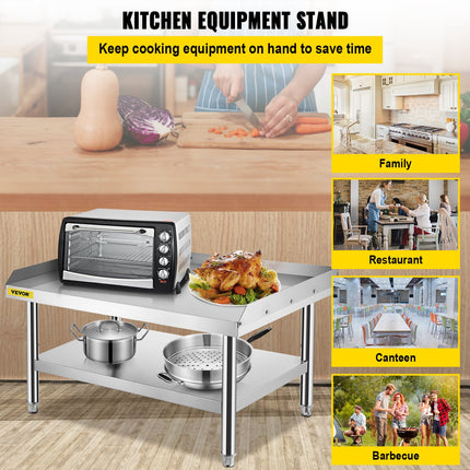 VEVOR Stainless Steel Equipment Grill Stand, 152x76x61 cm Stainless Table, Grill Stand Table with Adjustable Storage Undershelf, Equipment Stand Grill Table for Hotel, Home, Restaurant Kitchen