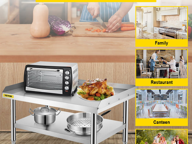 VEVOR Stainless Steel Equipment Grill Stand, 152x76x61 cm Stainless Table, Grill Stand Table with Adjustable Storage Undershelf, Equipment Stand Grill Table for Hotel, Home, Restaurant Kitchen