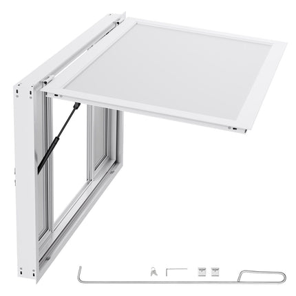 Aluminium Food Truck Concession Window with 4 Sliding Windows & Awning Door ‚Äì 1346 x 838mm, 85¬∞ Opening