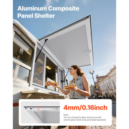 Aluminium Food Truck Concession Window with 4 Sliding Windows & Awning Door ‚Äì 1346 x 838mm, 85¬∞ Opening