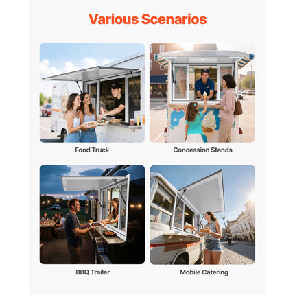 Aluminium Food Truck Concession Window with 4 Sliding Windows & Awning Door ‚Äì 1346 x 838mm, 85¬∞ Opening