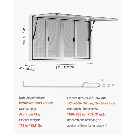Aluminium Food Truck Concession Window with 4 Sliding Windows & Awning Door ‚Äì 1346 x 838mm, 85¬∞ Opening