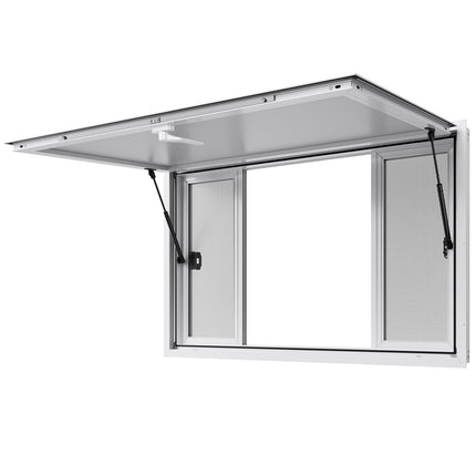 Aluminium Food Truck Concession Window with 4 Sliding Windows & Awning Door ‚Äì 1346 x 838mm, 85¬∞ Opening