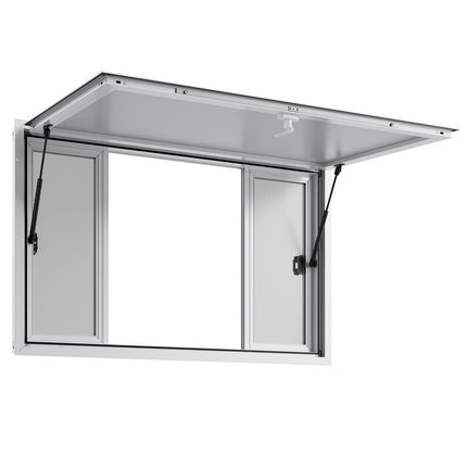 Aluminium Food Truck Concession Window with 4 Sliding Windows & Awning Door ‚Äì 1346 x 838mm, 85¬∞ Opening