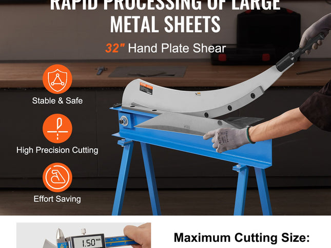 VEVOR 800mm Manual Hand Plate Shear for Metal Sheet Processing, Benchtop Cutter with Q235 Material, for Crafts Thick Steel Crafting, Heavy Duty Roll Press Machine for Builders, DIY Enthusiasts