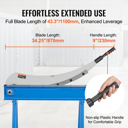 VEVOR 800mm Manual Hand Plate Shear for Metal Sheet Processing, Benchtop Cutter with Q235 Material, for Crafts Thick Steel Crafting, Heavy Duty Roll Press Machine for Builders, DIY Enthusiasts