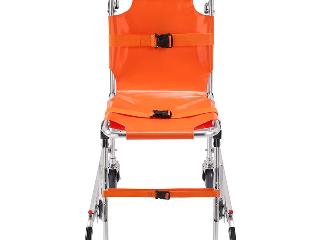 EMS Stair Chair, 159 kg Load Capacity, Foldable Aluminum Emergency Stair Climbing Wheelchair with 2 Wheels, Portable Stair Lift Chair Ambulance Firefighter Evacuation Use for Elderly, Disabled
