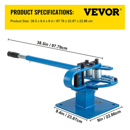 YP-9 Manual Bender, Soild Round Square Bar Metal Bender with 7 Bending Dies, Metal Rod Bar Bender Bending Tool for Construction Site Auto Repair