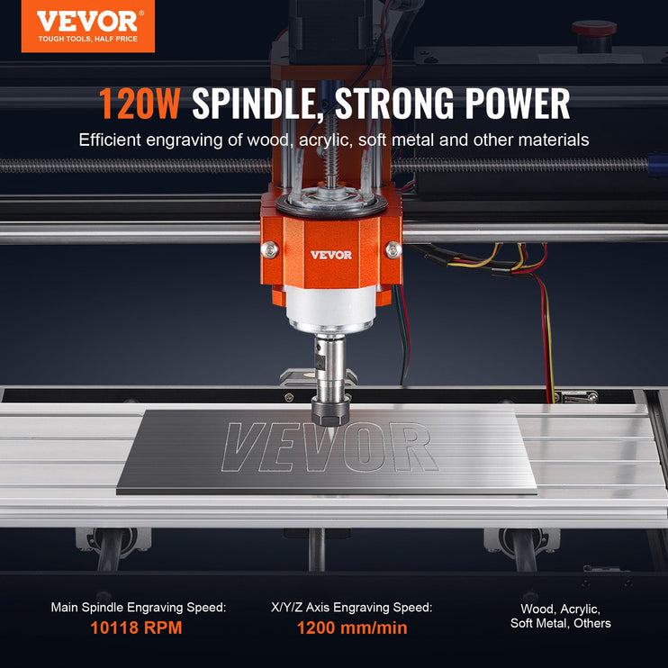 CNC Router Machine, 120W, 3 Axis GRBL Control Wood Engraving Carving Milling Machine Kit, 11.81¬†x 7.87¬†x 2.83 in / 300¬†x 200¬†x 72¬†mm Working Area 1200 RPM for Wood Acrylic MDF PVC Plastic Foam