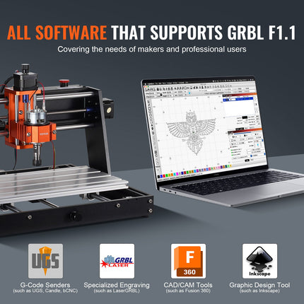 CNC Router Machine, 120W, 3 Axis GRBL Control Wood Engraving Carving Milling Machine Kit, 11.81¬†x 7.87¬†x 2.83 in / 300¬†x 200¬†x 72¬†mm Working Area 1200 RPM for Wood Acrylic MDF PVC Plastic Foam