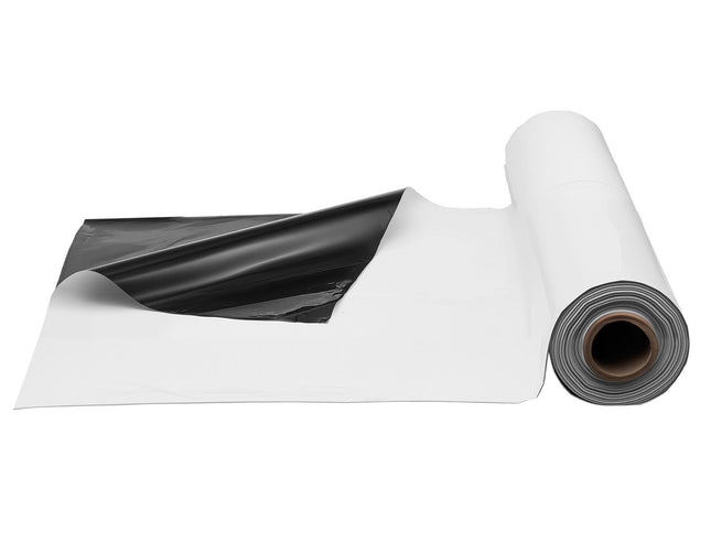 Double-Sided Plastic Sheeting Roll – 14 Mil, 10 x 100ft, Black & White