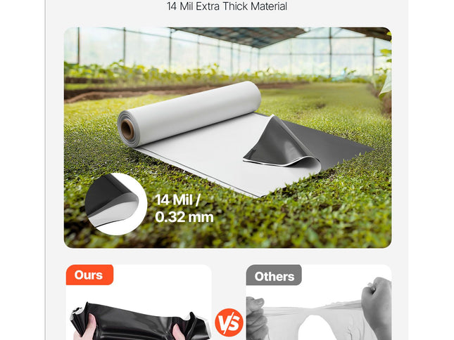 Double-Sided Plastic Sheeting Roll – 14 Mil, 10 x 100ft, Black & White