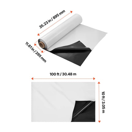 14 Mil Plastic Sheeting Heavy Duty 10' x 100', Thick Plastic Sheeting Roll, Plastic Drop Cloth Painters Tarp Covering for Crawl Space Vapor Barrier, Black and White Double-Sided, Multi-Purpose