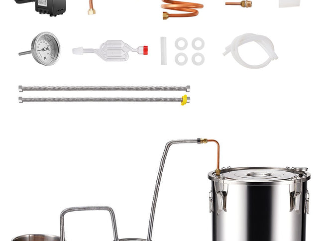 Moonshine Still Water Alcohol Distiller 13.2Gal w/Thumper Keg & Water Pump