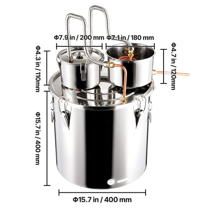 Moonshine Still Water Alcohol Distiller 13.2Gal w/Thumper Keg & Water Pump