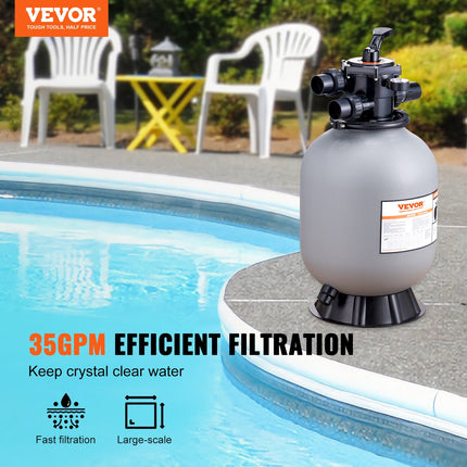 Swimming Pool Sand Filter with 7-Way Valve ‚Äì 16in/406.4mm, Up to 35 GPM