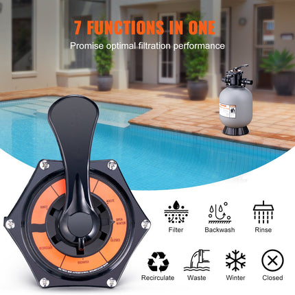 Swimming Pool Sand Filter with 7-Way Valve ‚Äì 16in/406.4mm, Up to 35 GPM