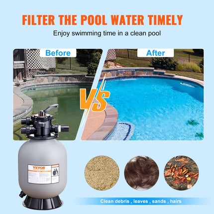 Swimming Pool Sand Filter with 7-Way Valve ‚Äì 16in/406.4mm, Up to 35 GPM
