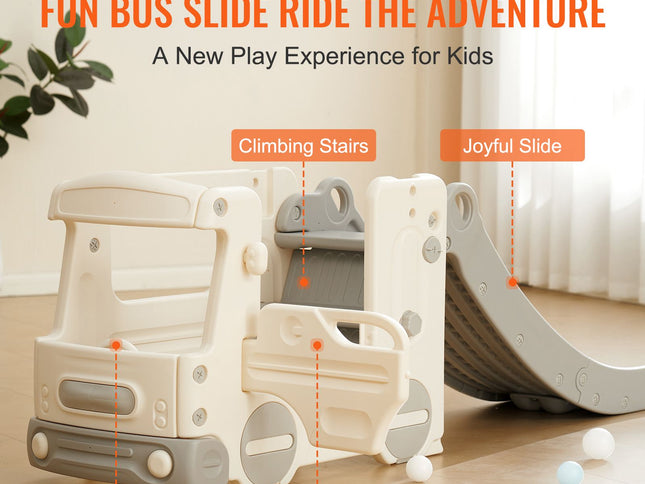Toddler Slide with Climbing Ladder & Bus Playhouse ‚Äì Ages 1‚Äì12, 50kg Capacity