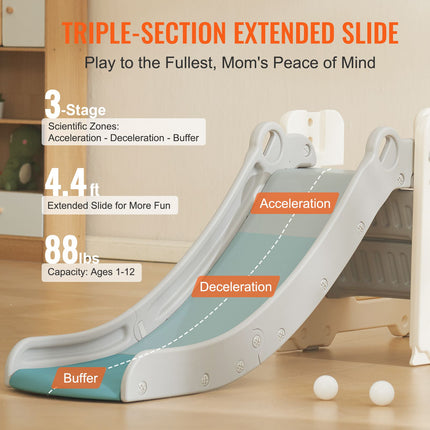 Toddler Slide, Kid Slide for Toddlers Age 1-12 with Climbable Ladders & Bus Playhouse, Indoor Outdoor Slide Playset for Kids Within 50kg, Toddler Playground w/ Raised Handrail, Anti-Slip Strip