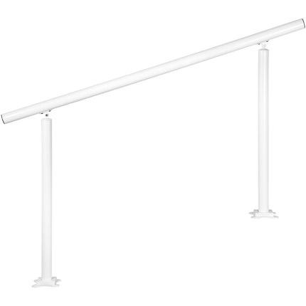 Outdoor Stair Railing Kit, 5 FT Handrails 0-5 Steps, Adjustable Angle White Aluminum Stair Hand Rail for The Elderly, Handrails for Outdoor Steps