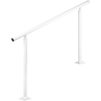 Outdoor Stair Railing Kit, 5 FT Handrails 0-5 Steps, Adjustable Angle White Aluminum Stair Hand Rail for The Elderly, Handrails for Outdoor Steps