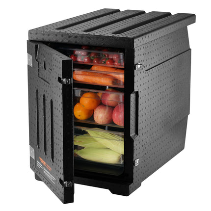 VEVOR Insulated Food Pan Carrier, 90L Hot Box for Catering, LLDPE Food Box Carrier with Double Buckles, Front Loading Food Warmer for Restaurant, Canteen, etc.