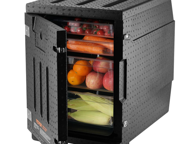 VEVOR Insulated Food Pan Carrier, 90L Hot Box for Catering, LLDPE Food Box Carrier with Double Buckles, Front Loading Food Warmer for Restaurant, Canteen, etc.