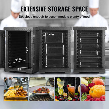 VEVOR Insulated Food Pan Carrier, 90L Hot Box for Catering, LLDPE Food Box Carrier with Double Buckles, Front Loading Food Warmer for Restaurant, Canteen, etc.