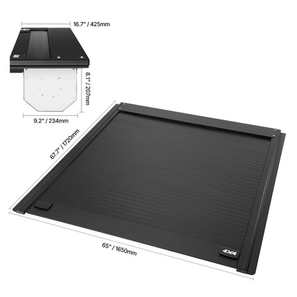 Retractable Tonneau Cover, 5.7 ft Hard Retractable Tonneau Cover with Built-in Drainage Pipe for 2009-2024 Dodge Ram 1500 Crew Cab, Customized Hard Tonneau Cover with Double-Lock & T-Slot