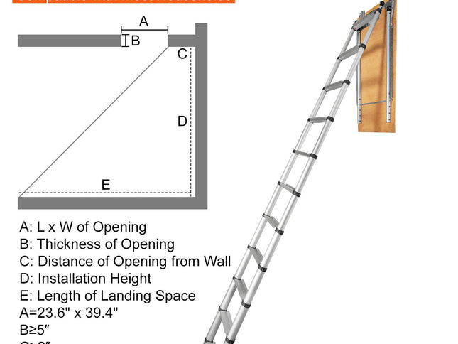VEVOR Attic Ladder Telescoping, 158.76kg Capacity, 100cm x 59.94cm,Multi-Purpose Aluminium Extension, Lightweight and Portable,Fits298.7cm-320.04cmCeilingHeights,Convenient Access to Your Attic Standa