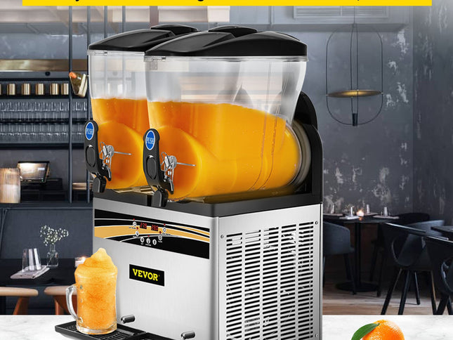 VEVOR Commercial Slush Machine Margarita Slush Maker 2x15L Frozen Drink Machine