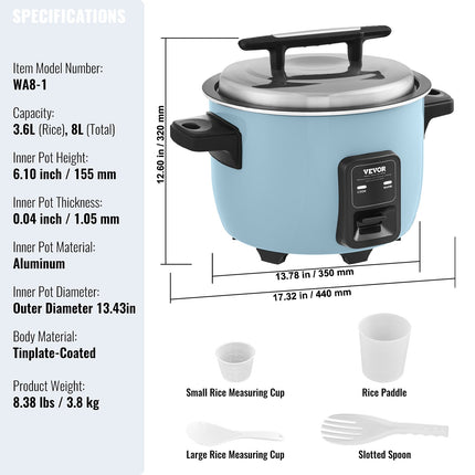 Commercial Rice Cooker & Warmer ‚Äì 8L, 40 Cups, Nonstick Pot, 24-Hour Keep Warm