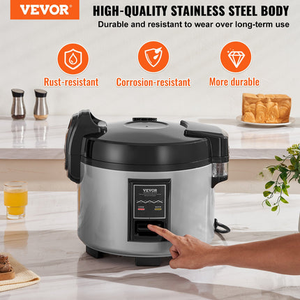 Commercial Rice Cooker, 70-Cup Rice Cooker, 15 Liter Large Rice Cooker and Warmer with Nonstick Inner Pot, Fast Cooking and 12-Hour Keep Warm, with Rice Cup and Paddle, for Restaurant