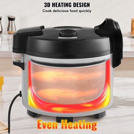 Commercial Rice Cooker, 70-Cup Rice Cooker, 15 Liter Large Rice Cooker and Warmer with Nonstick Inner Pot, Fast Cooking and 12-Hour Keep Warm, with Rice Cup and Paddle, for Restaurant