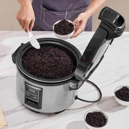 Commercial Rice Cooker, 70-Cup Rice Cooker, 15 Liter Large Rice Cooker and Warmer with Nonstick Inner Pot, Fast Cooking and 12-Hour Keep Warm, with Rice Cup and Paddle, for Restaurant