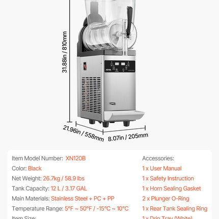 VEVOR 12L Commercial Slushy Machine Margarita Smoothie Frozen Drink Maker
