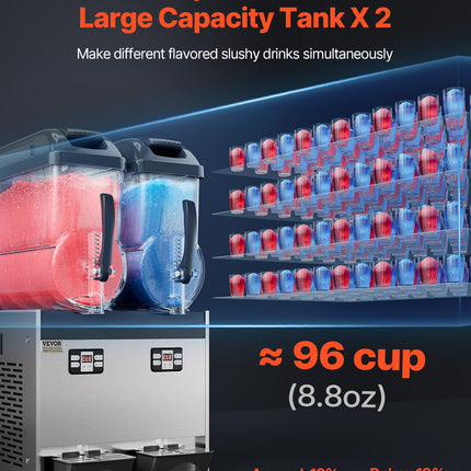 VEVOR 12Lx2 Tank Commercial Slushy Machine Margarita Smoothie Frozen Drink Maker