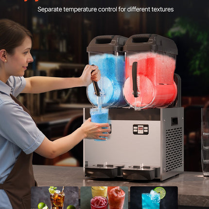 VEVOR 12Lx2 Tank Commercial Slushy Machine Margarita Smoothie Frozen Drink Maker