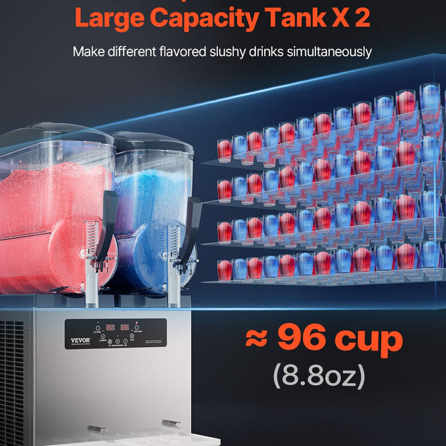 VEVOR 12Lx2 Tank Commercial Slushy Machine Margarita Smoothie Frozen Drink Maker