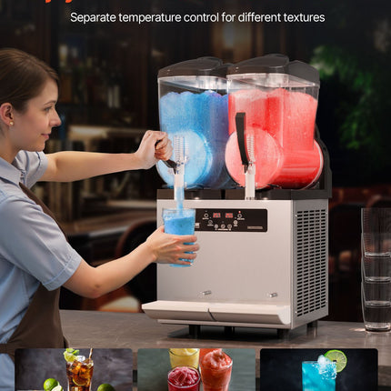 VEVOR 12Lx2 Tank Commercial Slushy Machine Margarita Smoothie Frozen Drink Maker